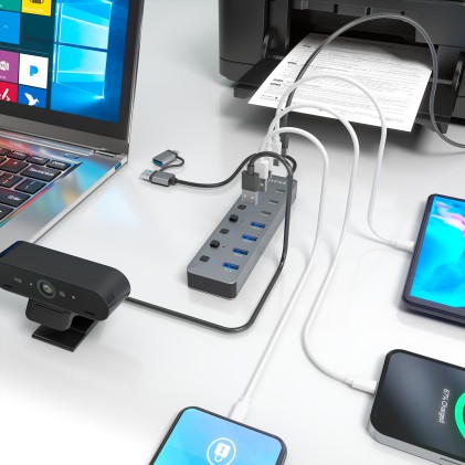 AISENS ASUC-8P043-GR hub di interfaccia USB 3.2 Gen 1 (3.1 Gen 1) Type-A 5000 Mbit/s Grigio