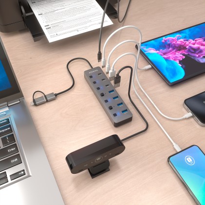 AISENS ASUC-8P043-GR hub di interfaccia USB 3.2 Gen 1 (3.1 Gen 1) Type-A 5000 Mbit/s Grigio