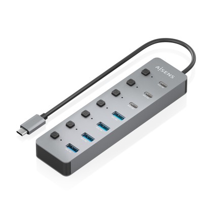 AISENS ASUC-8P044-GR hub di interfaccia USB 3.2 Gen 2 (3.1 Gen 2) Type-C 10000 Mbit/s Grigio