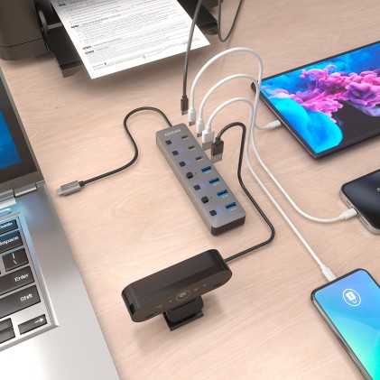 AISENS ASUC-8P044-GR hub di interfaccia USB 3.2 Gen 2 (3.1 Gen 2) Type-C 10000 Mbit/s Grigio