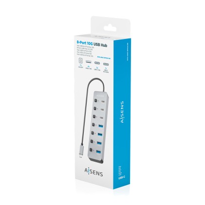 AISENS ASUC-8P044-GR hub di interfaccia USB 3.2 Gen 2 (3.1 Gen 2) Type-C 10000 Mbit/s Grigio