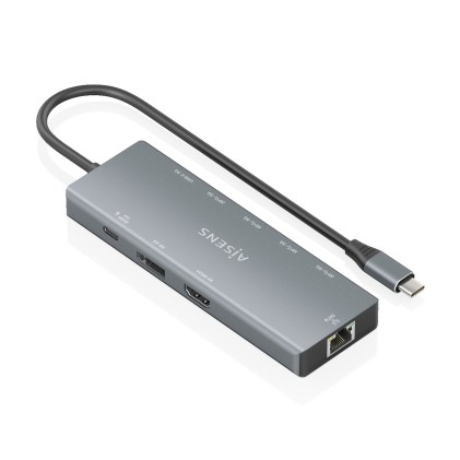 AISENS ASUC-9P051-GR replicatore di porte e docking station per laptop Cablato USB 3.2 Gen 1 (3.1 Gen 1) Type-C Grigio