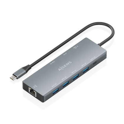 AISENS ASUC-9P051-GR replicatore di porte e docking station per laptop Cablato USB 3.2 Gen 1 (3.1 Gen 1) Type-C Grigio