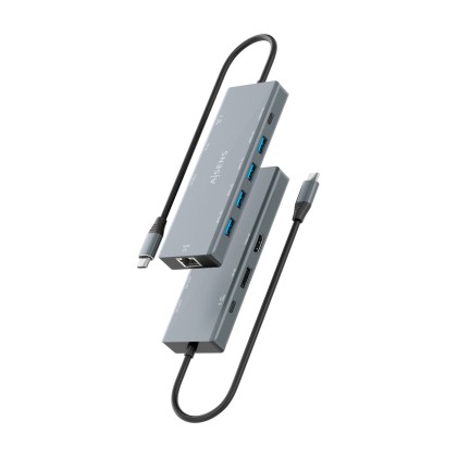 AISENS ASUC-9P051-GR replicatore di porte e docking station per laptop Cablato USB 3.2 Gen 1 (3.1 Gen 1) Type-C Grigio