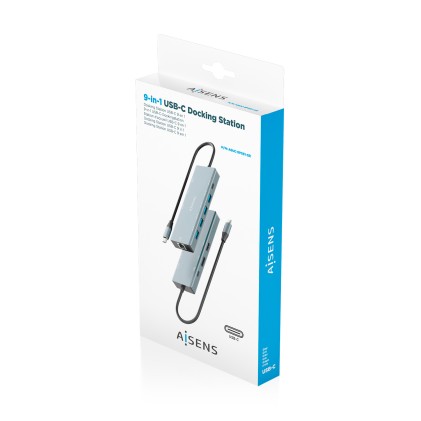 AISENS ASUC-9P051-GR replicatore di porte e docking station per laptop Cablato USB 3.2 Gen 1 (3.1 Gen 1) Type-C Grigio