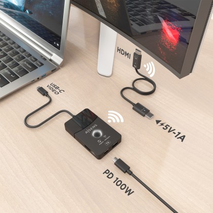 AISENS ASWL-H2KDC30M05-BK replicatore di porte e docking station per laptop Con cavo e senza cavo USB 3.2 Gen 1 (3.1 Gen 1) Type-C Nero