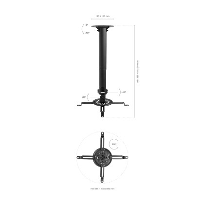 AISENS CP04TSRE-131 supporto per proiettore Soffitto Nero