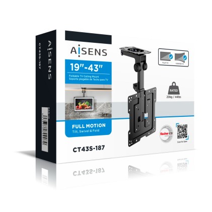 AISENS CT43S-187 Supporto TV a parete 109,2 cm (43") Nero