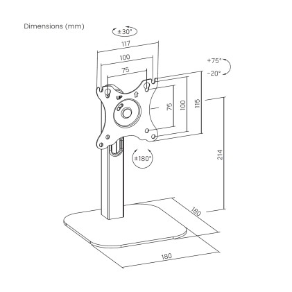 AISENS DT24TSR-371 Supporto TV a parete 61 cm (24") Nero