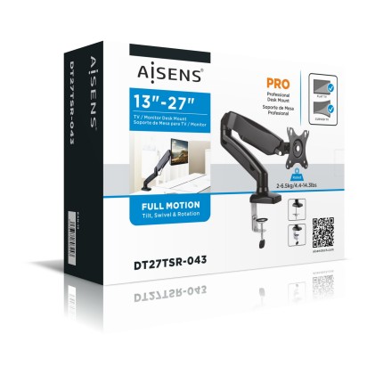 AISENS DT27TSR-043 supporto da tavolo per Tv a schermo piatto 81,3 cm (32") Morsa Nero
