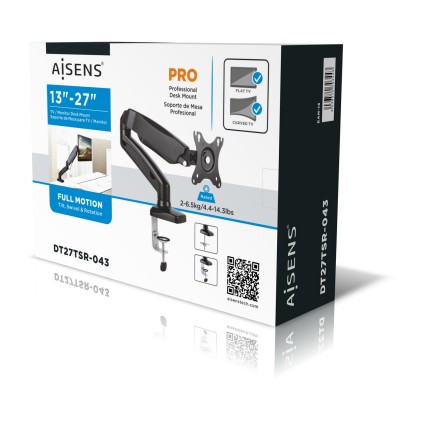 AISENS DT27TSR-043 supporto da tavolo per Tv a schermo piatto 81,3 cm (32") Morsa Nero