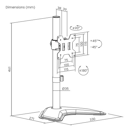 AISENS DT32TSR-283 Supporti a parete per TV 81,3 cm (32") Scrivania Nero