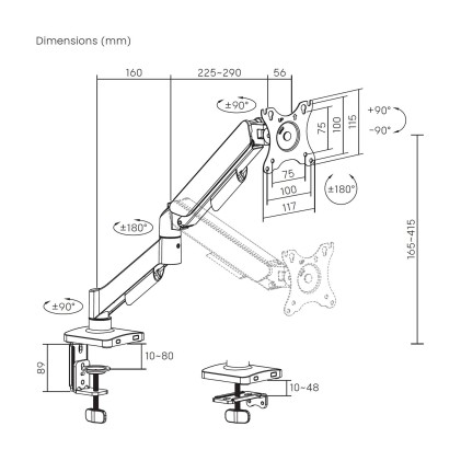 AISENS DT32TSR-355 Supporti a parete per TV 81,3 cm (32") Scrivania Nero