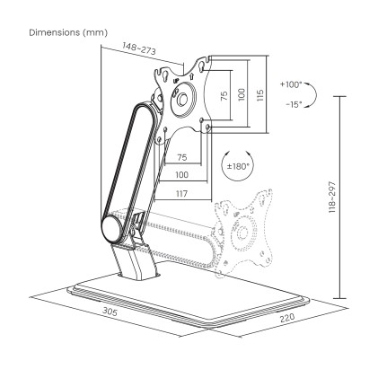 AISENS DT32TSR-373 Supporto TV a parete 81,3 cm (32") Nero