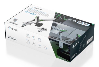 AISENS DT38TSR-345 Supporti a parete per TV 96,5 cm (38") Scrivania Nero, Bianco