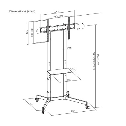 AISENS FT70TE-333 Supporto TV a parete 177,8 cm (70") Nero