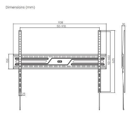 AISENS WT100F-317 Supporto TV a parete 2,54 m (100") Nero