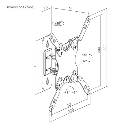 AISENS WT42TSL-273 Supporti a parete per TV 106,7 cm (42") Nero