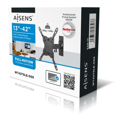 AISENS WT42TSLE-009 Supporto TV a parete 106,7 cm (42") Nero