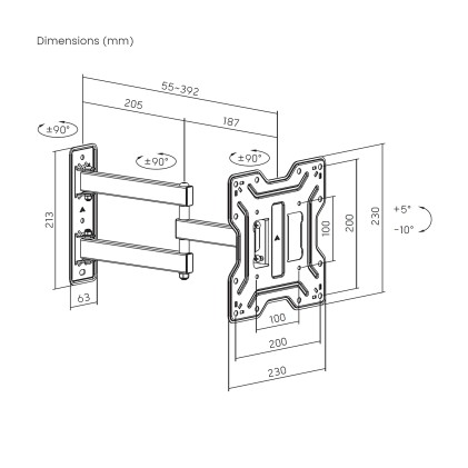 AISENS WT43TSE-413 Supporto TV a parete 109,2 cm (43") Nero