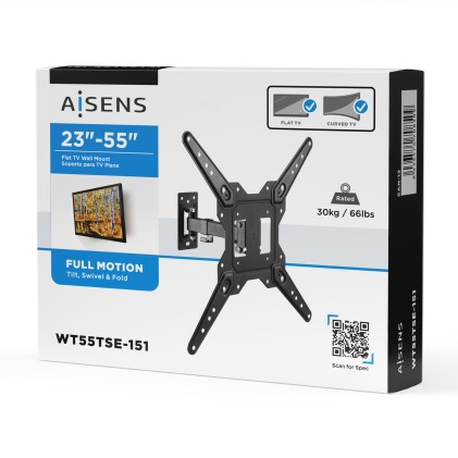 AISENS WT55TSE-151 Supporto TV a parete 139,7 cm (55") Nero