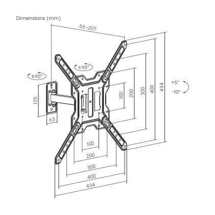 AISENS WT65TSE-415 Supporto TV a parete 165,1 cm (65") Nero