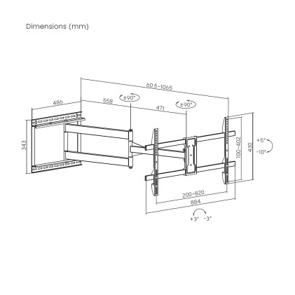 AISENS WT80TSLE-419 Supporto TV a parete 2,03 m (80") Nero