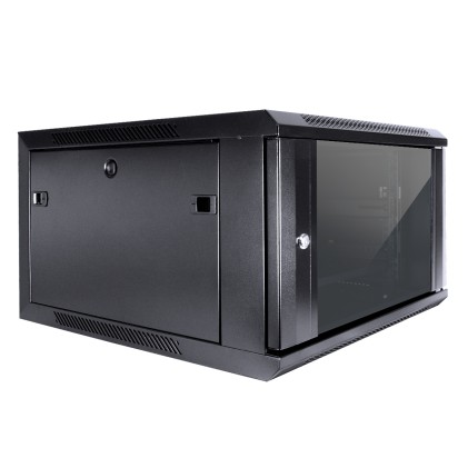 Aiten Data AI6415 Pensile 15U profondit&agrave; 450 - Porta in vetro - Blocco di sicurezza - Include vassoio fisso e ventola da 120 mm - Colore nero