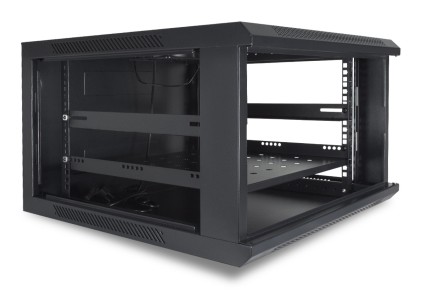 Aiten Data AI6415 Pensile 15U profondit&agrave; 450 - Porta in vetro - Blocco di sicurezza - Include vassoio fisso e ventola da 120 mm - Colore nero