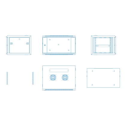 Aiten Data AI6415 Pensile 15U profondit&agrave; 450 - Porta in vetro - Blocco di sicurezza - Include vassoio fisso e ventola da 120 mm - Colore nero