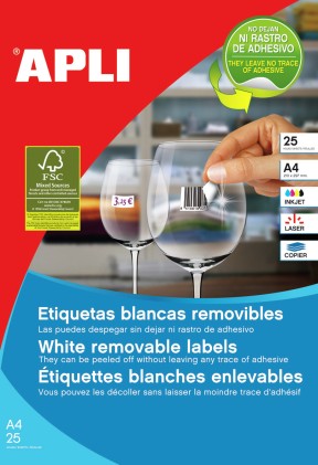 APLI 10197 etichetta per stampante Bianco Etichetta per stampante autoadesiva
