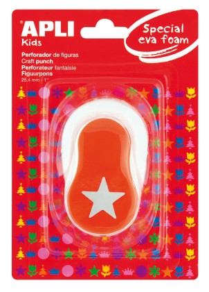 Perforatrice Apli Star Punch - Forma da 25,4 mm - Perfora carta, cartone, cartoncino e gomma EVA fino a 2 mm - Scomparto di facile apertura - Doppio utilizzo - Ideale per lavori creativi e decorazioni - Bianca