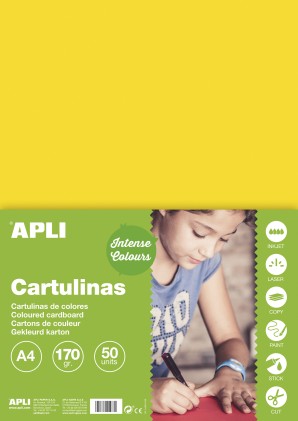 Apli Cartoncino Giallo A4 170g 50 Fogli