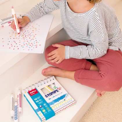 APLI Kids 16807 evidenziatore 10 pz Nero, Blu, Marrone, Verde, Azzurro, Lillà, Arancione, Rosa, Rosso, Giallo