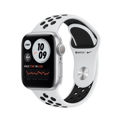 Apple Watch Nike Series 6 Gps, 40Mm Silver Aluminium Case With Pure Platinum/Black Nike Sport Band -