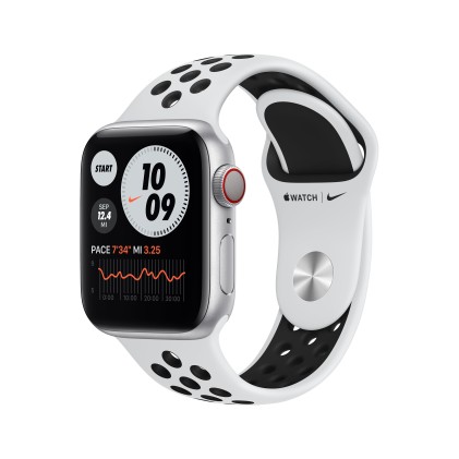 Apple Watch Nike Series 6 Gps + Cellular, 40Mm Silver Aluminium Case With Pure Platinum/Black Nike S