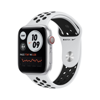 Apple Watch Nike Series 6 Gps + Cellular, 44Mm Silver Aluminium Case With Pure Platinum/Black Nike S