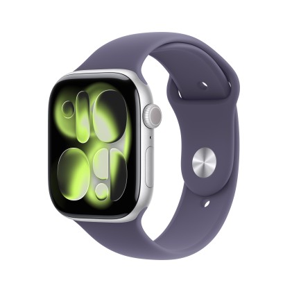 Apple Watch Series 11Gps46Mmsilver Aluminium Case With Purple Fog Sport Band - S/M