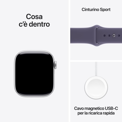 Apple Watch Series 11Gps + Cellular 42Mm Silver Aluminium Case With Purple Fog Sport Band - S/M