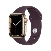 Apple Watch Series 7 Gps + Cellular 41Mm Gold Stainless Steel Case With Dark Cherry Sport Band - Reg