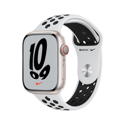 Apple Watch Nike Series 7 Gps + Cellular 45Mm Starlight Aluminium Case With Pure Platinum/Black Nike