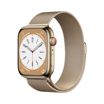 Apple Watch Series 8 Gps + Cellular 45Mm Gold Stainless Steel Case With Gold Milanese Loop