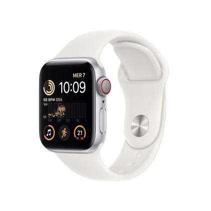 Apple Watch Se Gps + Cellular 40Mm Silver Aluminium Case With White Sport Band - Regular