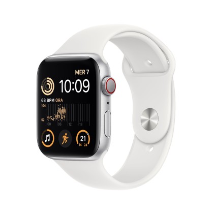 Apple Watch Se Gps + Cellular 44Mm Silver Aluminium Case With White Sport Band - Regular