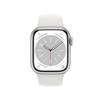 Apple Watch Series 8 Gps + Cellular 41Mm Silver Aluminium Case With White Sport Band - Regular