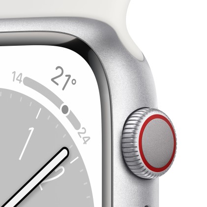 Apple Watch Series 8 Gps + Cellular 41Mm Silver Aluminium Case With White Sport Band - Regular