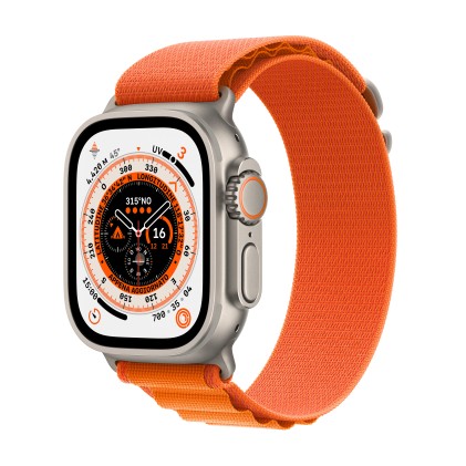 Apple Watch Ultra Gps + Cellular, 49Mm Titanium Case With Orange Alpine Loop -Medium