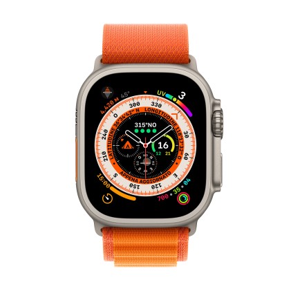 Apple Watch Ultra Gps + Cellular, 49Mm Titanium Case With Orange Alpine Loop -Medium