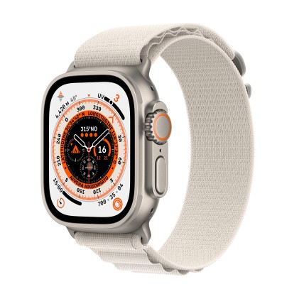 Apple Watch Ultra Gps + Cellular, 49Mm Titanium Case With Starlight Alpine Loop - Small