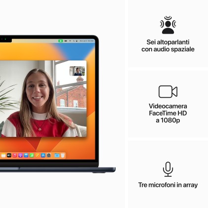 Apple Nb Macbook Air M2 8-Core 8Gb 256Gb Ssd 15,3 10-Core Gpu 512Gb Ssd Mezzanotte